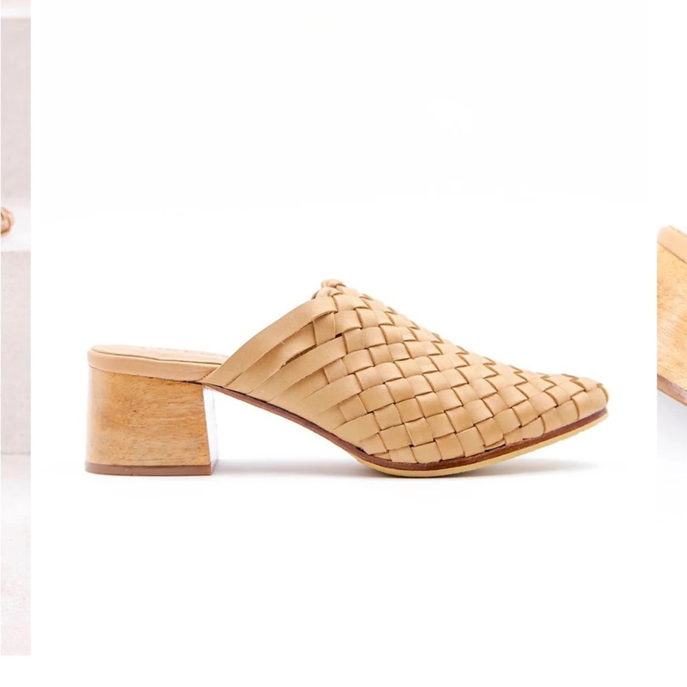 New Liberte Leather Bondi Woven leather Tan Block Heel Mules.  Multiple sizes - Picture 3 of 11